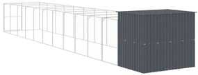 Casota p/ cães c/ parque 214x1273x181cm aço galvaniz. antracite