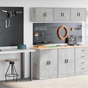 vidaXL Armários de garagem 2 pcs madeira processada cinzento-cimento