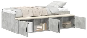 Estrutura de Cama com Armazenamento Cinza Concreto 90x190 cm