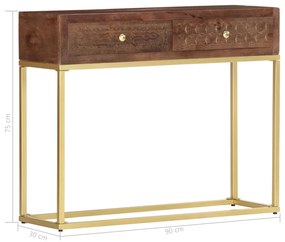 Mesa consola 90x30x75 cm madeira de mangueira maciça