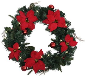 vidaXL Grinalda de Natal com luzes LED 60 cm PVC verde