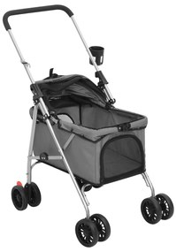 Carrinho dobrável para cães 76x50x100 cm tecido oxford cinzento