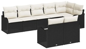 Conjunto de Sofá de Jardim vidaXL de 8 Peças com Almofadas Preto Ratta