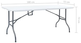 Mesa de jardim dobrável 180x72x72 cm PEAD branco