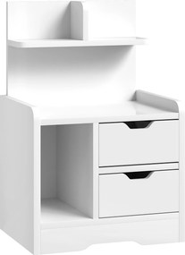 HOMCOM Criado-mudo para Quarto com 2 Gavetas e Prateleiras Organizadoras, Criado-mudo Moderno em Madeira, Branco Brilhante | Aosom Portugal