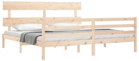 Estrutura de cama com cabeceira 200x200 cm madeira maciça