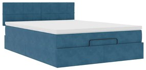 Estrutura de cama otomana com colchão 140x190cm azul escuro