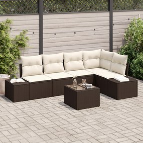 Conjunto de Sofás de Jardim de 5 Peças com Almofadas Rattan Poliéster