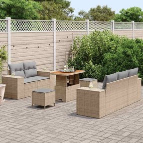 Conjunto de Sofás de Jardim vidaXL 8 Peças com Almofadas Bege Rattan A