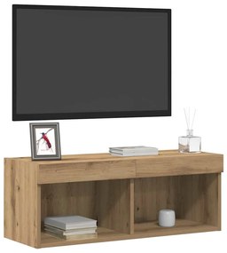 Armário de TV vidaXL com Luzes LED Carvalho Artesanal 80x30x30 cm