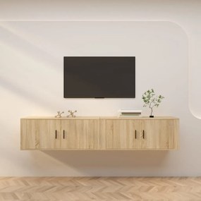 Móveis de TV de parede 2 pcs 100x34,5x40 cm carvalho sonoma