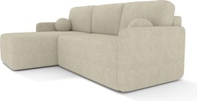 Sofá de canto Greensboro 106, Cama com arrumação, 212x142x92cm, 100 kg, Pernas: Plástico