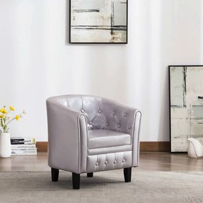 vidaXL Poltrona em couro artificial prateado