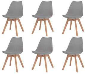 Cadeiras de jantar 6 pcs plástico cinzento