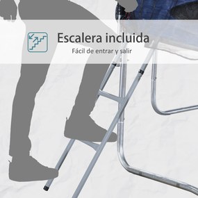 HOMCOM Trampolim de Jardim Φ244cm Trampolim para Crianças e Adultos cm Rede de Segurança Cobertura nas Bordas e Escada para Exterior Azul