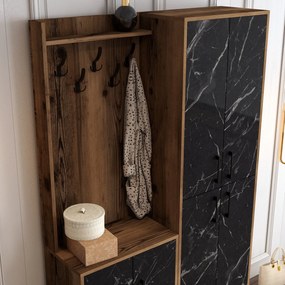 Hall Stand Berlin BA – Walnut Preto – 120x200x35 cm