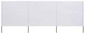 Para-vento com 3 painéis em tecido 400x160 cm cor areia branco