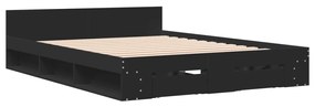 Estrutura de cama c/ gavetas 140x200 cm derivados madeira preto