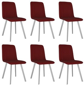 Cadeiras de jantar 6 pcs veludo vermelho