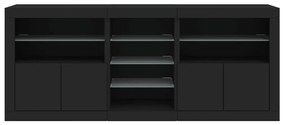 Aparador com luzes LED 181,5x37x67 cm preto