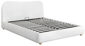 Cama Com Canapé Rebatível Estofada Winselet Chenille Branco Marfim & 140 X 190 Cm - Sklum