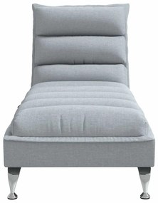 Chaise lounge de massagem com almofadões tecido cinzento-claro