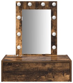 Mesa de Maquilhagem Suspensa com Luzes LED em Carvalho Fumado