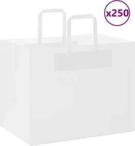 vidaXL Sacos de papel 250 unid com alças branco 32x22x24 cm