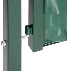 HOMCOM Porta de Vedação de Jardim Aço com Tecido Opaco Maçaneta de Fechadura 3 3 Chaves Porta de Vedação para Exterior Pátio Terraço 97x150cm Verde