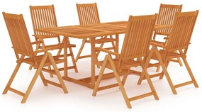 vidaXL 7 pcs conjunto de jantar para jardim madeira de teca maciça