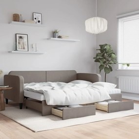 vidaXL Sofá-cama c/ gavetão/gavetas 90x200 cm tecido cinza-acastanhado