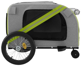 Reboque de bicicleta p/ animais tecido oxford/ferro verde/cinza