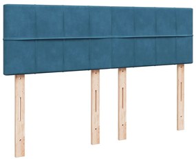 Cama boxspring com colchão 140x190 cm veludo azul