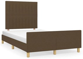 Estrutura de cama c/ cabeceira 120x190cm tecido castanho-escuro