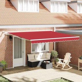 vidaXL Toldo Retrátil Vermelho 400 × 300 cm Poliéster e Metal