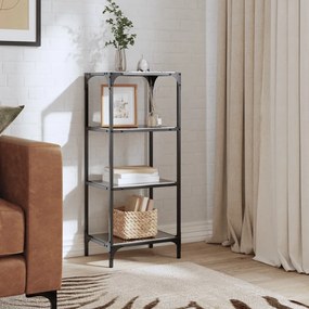 vidaXL Unidade de prateleiras c/ tampo de vidro preto 40x30x95 cm aço
