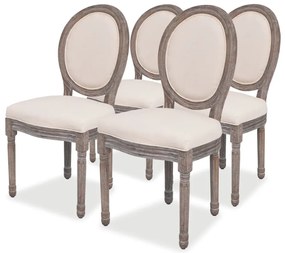 Cadeiras de jantar 4 pcs tecido cor creme