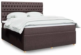 vidaXL Cama com molas/colchão 180x200 cm tecido castanho-escuro