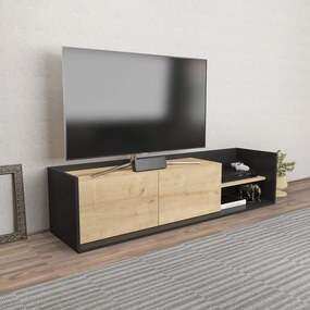Móvel TV Krog – Cinza Antracite e Carvalho – 160 cm x 35 cm x 36,8 cm