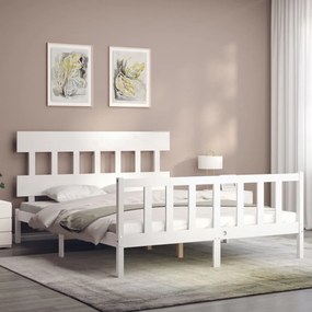 Cama sem colchão 160x200 cm madeira de pinho maciça branco