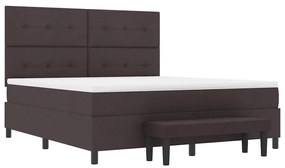 Cama Box com Colchão e Banco Marrom Escuro 180x200 cm Tecido