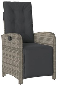5 pcs conjunto de jantar p/ jardim c/ almofadões vime PE cinza