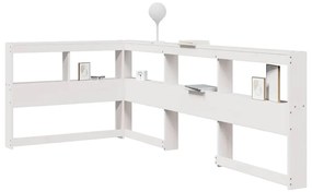 Estante cabeceira forma de L 90 cm madeira pinho maciça branco