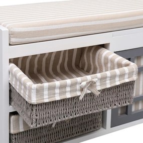 Banco de corredor 70x33,5x45 cm madeira de paulownia branco