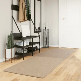 vidaXL Tapete pelo curto macio e lavável HUARTE 80x250 cm cor areia