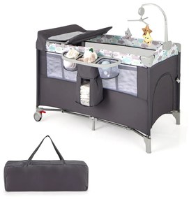 Berço para bebés dobrável 5 em 1 portátil com mesa para mudar fraldas Cadeira de brincar Berço para dormir Berço Moisés Colchão de berço Saco de viage