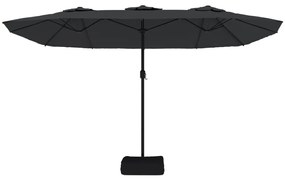 Guarda-sol de jardim com cabeça dupla 449x245 cm preto
