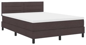 Cama Box Spring com Colchão Castanho Escuro 140x190 cm Tecido