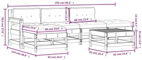 6 pcs conjunto lounge de jardim c/ almofadões pinho impregnado