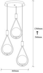 Chandelier Mudoni – Preto – Diâmetro: 46 cm; Altura: 136 cm